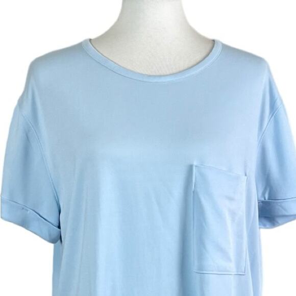 Stylus Women’s Top Pullover Crew Neck Rolled Sleeve Light Baby Blue Size Large - Picture 5 of 14